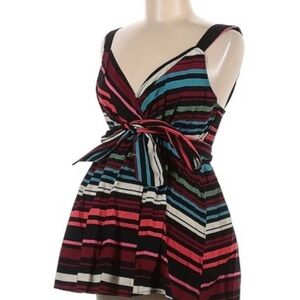 Motherhood Maternity Sleeveless Multi Color Striped Baby Doll Tank Top Womens S